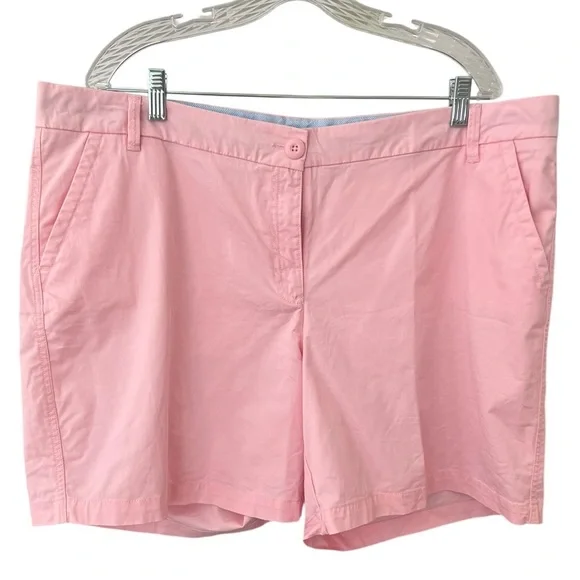 Crown & Ivy Pink Sky Caroline Twill Soft Mid Rise Shorts Preppy Coastal Size 18 - Picture 3 of 10